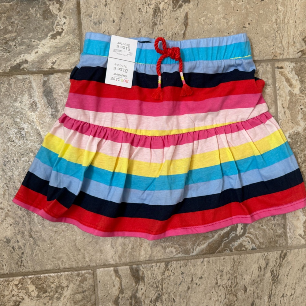 NWT Size 6 365 Kids by Garanimals Scooter Colorful Striped Skirt